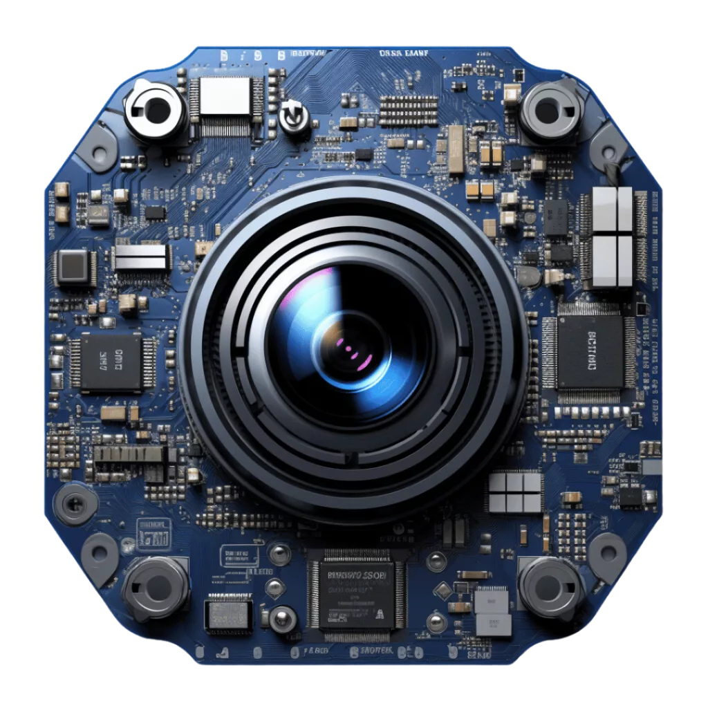 Representation of an electronic circuit mounting the new Eye2Drive imaging sensor.